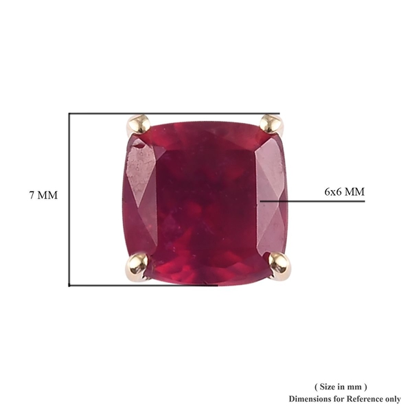 9K Yellow Gold AAA African Ruby (Cush) Stud Earrings (with Push Back) 2.750 Ct.