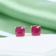 African Ruby (FF) Stud Earrings (with Push Back) in 14K Gold Overlay Sterling Silver 3.06 Ct.