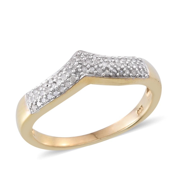 Diamond (Rnd) Stackable Chevron Ring in 14K Gold Overlay Sterling Silver 0.250 Ct.