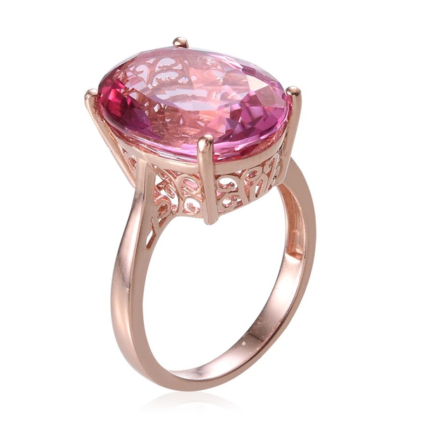 Mystic Pink Coated Topaz (Ovl) Ring in Rose Gold Overlay Sterling Silver 20.000 Ct.