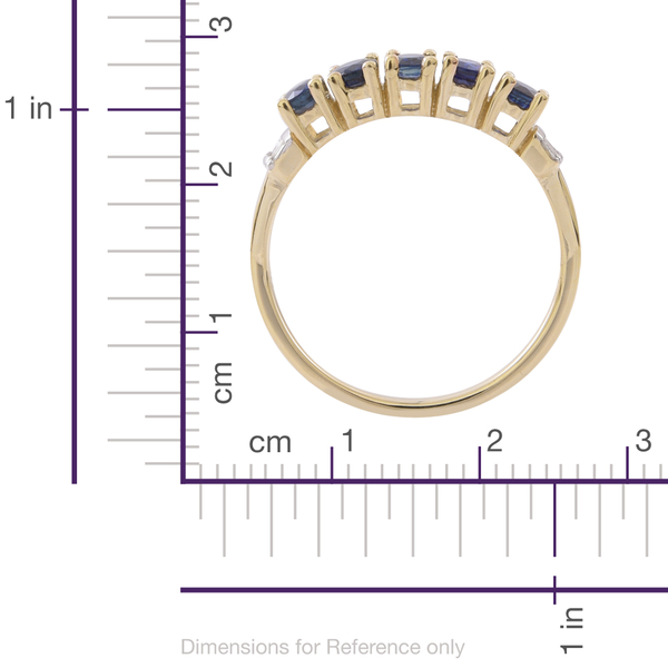 9K Yellow Gold AAA Australian Blue Sapphire (Ovl), Diamond Ring 1.750 Ct.