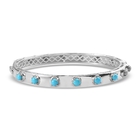 Arizona Sleeping Beauty Turquoise Bangle (Size 7.5) in Platinum Overlay Sterling Silver 4.36 Ct, Sil