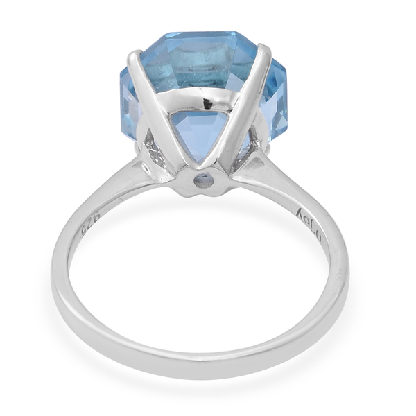 OCTILLION CUT Sky Blue Topaz Solitaire Ring in Rhodium Overlay Sterling Silver 8.43 Ct.