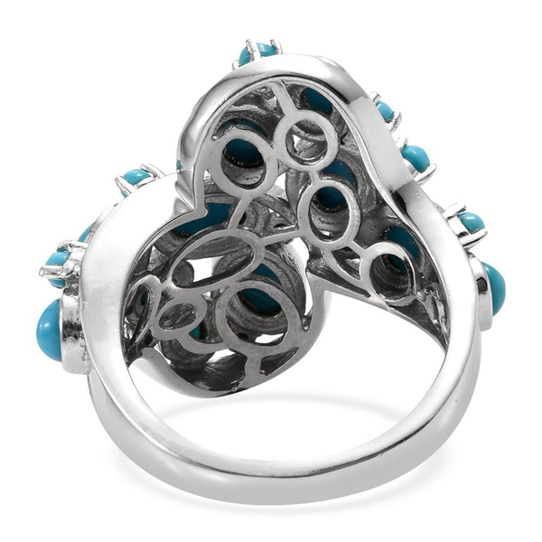 Arizona Sleeping Beauty Turquoise (Ovl) Ring in Platinum Overlay Sterling Silver 4.000 Ct.
