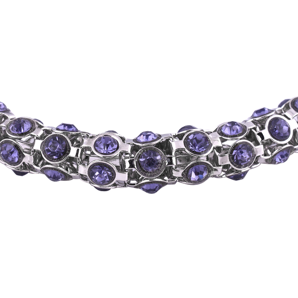 Purple Crystal Bangle (Size - 6 upwards) in Silver Tone