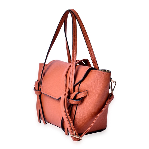 Set of 2 - Tan  Colour Large and Small Handbag with Adjustable and Removable Shoulder Strap (Size 35x22x13 Cm , 20.5x14x7 Cm)