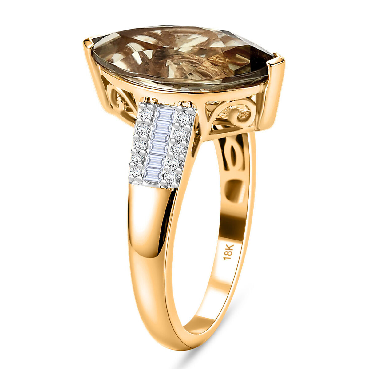 Rhapsody 18K Yellow Gold AAAA Natural Turkizite (5.15ct), Natural White Diamond (0.20 ct E-F-VS) Gold Wt.4.92 Gms Total Ct 5.35 Ct.
