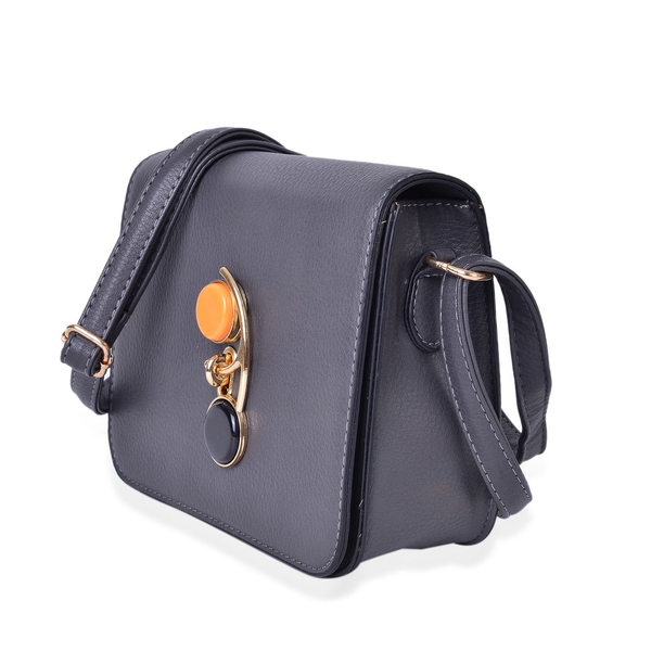Grey Colour Crossbody Bag with Swing Lock Closure and Adjustable Shoulder Strap (Size 20X18X8 Cm)