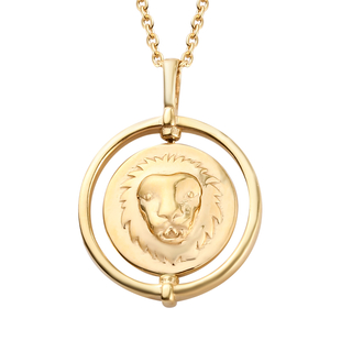 Sunday Child 14K Gold Overlay Sterling Silver Leo Zodiac Sign Pendant with Chain (Size 20), Silver W