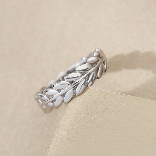 Platinum Overlay Sterling Silver Band Ring