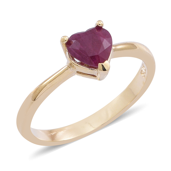 9K Y Gold Ruby (Hrt) Solitaire Ring 1.000 Ct.