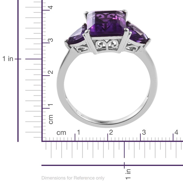 Lusaka Amethyst (Oct 4.15 Ct) Ring in Platinum Overlay Sterling Silver 5.500 Ct.