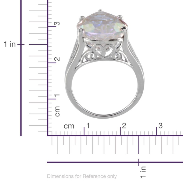 Mercury Mystic Topaz (Pear) Solitaire Ring in Platinum Overlay Sterling Silver 17.000 Ct.