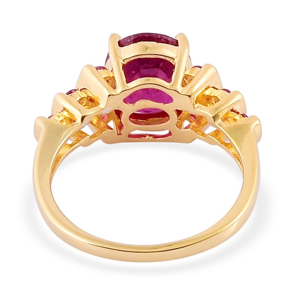 African Ruby (Ovl 3.75 Ct), Thai Ruby Ring in Yellow Gold Overlay Sterling Silver 4.250 Ct.