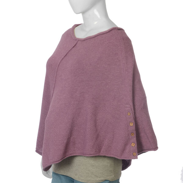 Wool Purple Colour Poncho - M3277077 - TJC