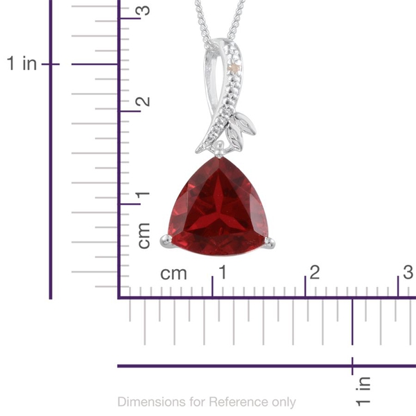 Ruby Quartz (Trl 3.00 Ct), Diamond Pendant in Sterling Silver 3.005 Ct.