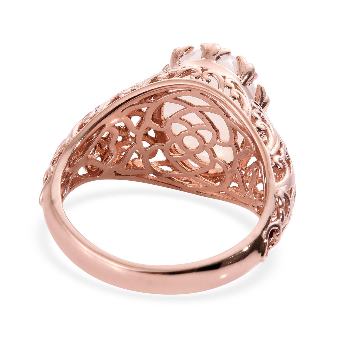 Sri Lankan Rainbow Moonstone (Ovl) Solitaire Ring in Rose Gold Overlay Sterling Silver 6.000 Ct.