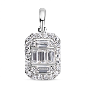 Moissanite Pendant in Rhodium Overlay Sterling Silver 1.08 Ct.