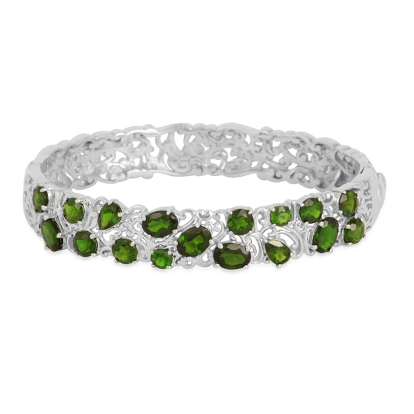 Chrome Diopside (Ovl) Bangle (Size 7) in Platinum Overlay Sterling Silver 10.000 Ct.