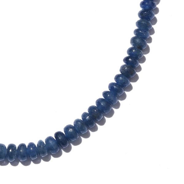 One Time Deal- Rare Size Kanchanaburi Blue Sapphire (Rnd) Beads Necklace (Size 18 with 2 Inch Extender) in Platinum Overlay Sterling Silver 72.000 Ct.