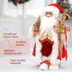 Christmas Decorative Santa Claus Holding Cane & Cherry Potting (Size 45x27x11Cm) - Red & Gold