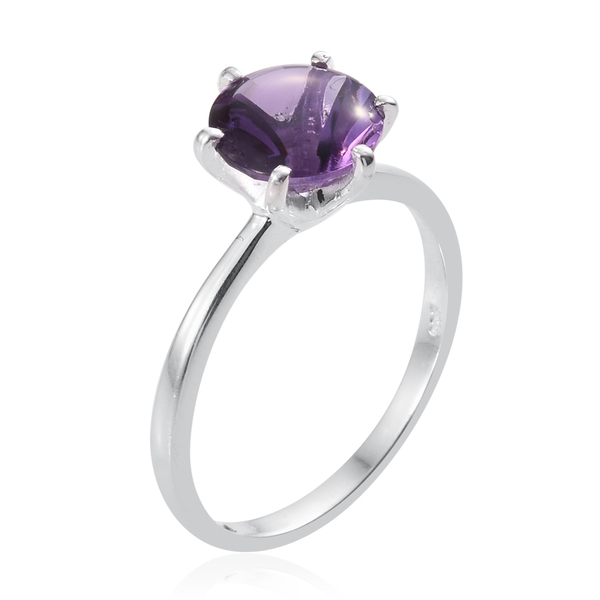 AA Brazilian Amethyst (Rnd) Solitaire Ring in Sterling Silver 2.250 Ct.