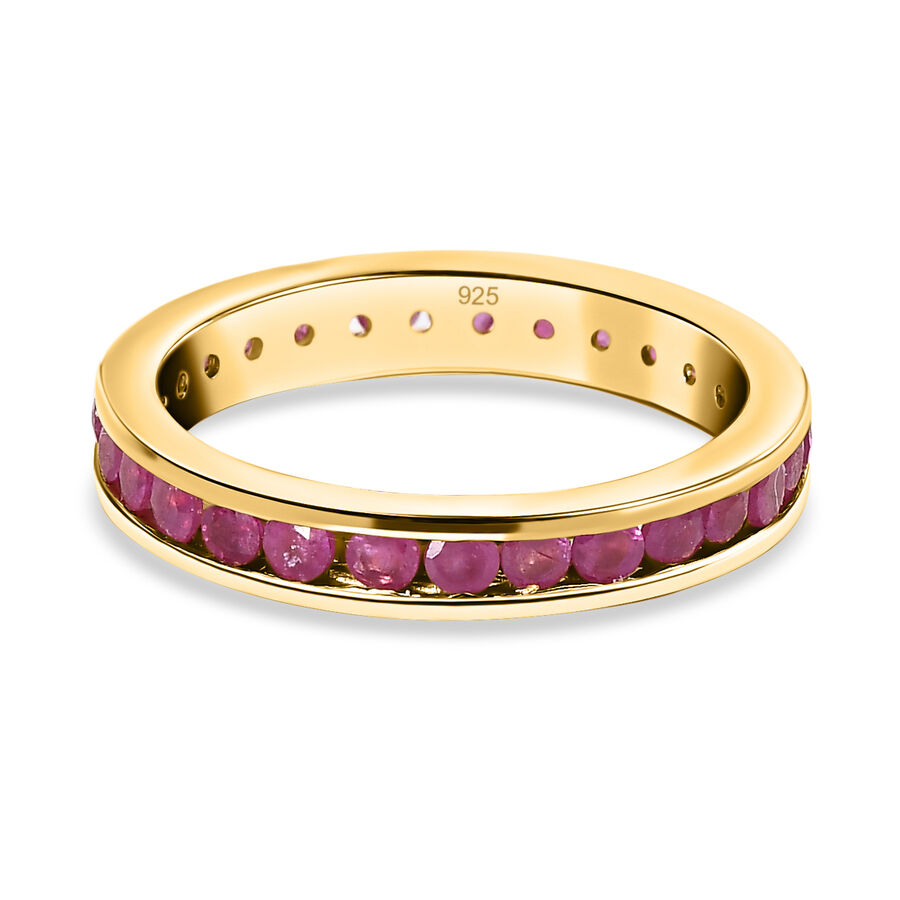 African Ruby Ring in 18K Yellow Gold Vermeil Plated Sterling Silver 1.62 Ct.