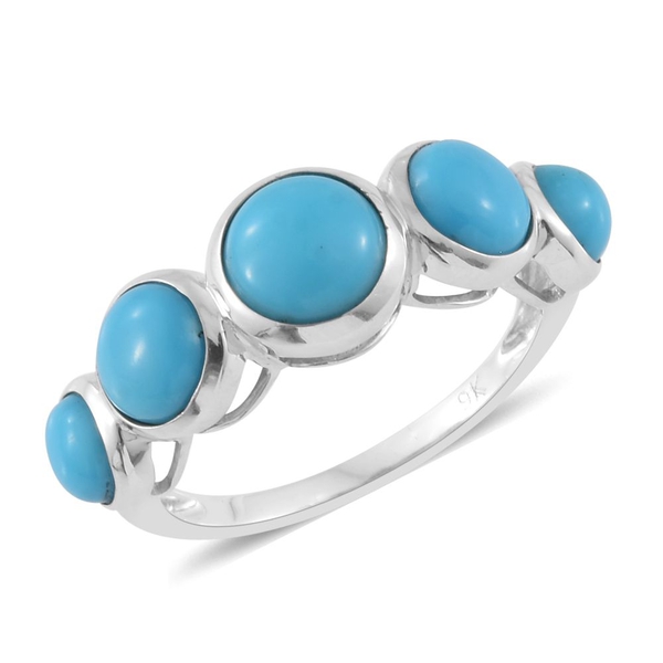 3.50 Ct AAA Sleeping Beauty Turquoise 5 Stone Ring in 9K White Gold