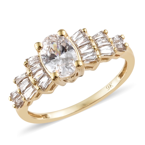 Lustro Stella Made with Finest CZ Ballerina Ring in 9K Gold 2.40 Grams