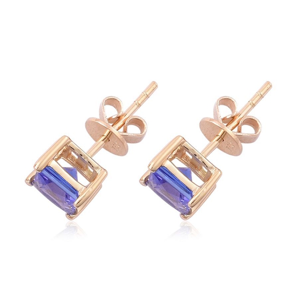 ILIANA 18K Y Gold AAA Tanzanite (Sqr) Stud Earrings (with Push Back) 1.500 Ct.