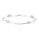 Lustro Stella Platinum Overlay Sterling Silver Paperclip Station Bracelet (Size - 6.5 to 8.25) Made 