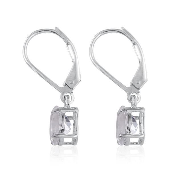 White Topaz (Ovl) Earrings in Platinum Overlay Sterling Silver 3.000 Ct.