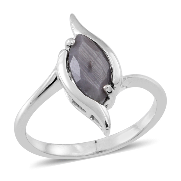 Natural Silver Sapphire (Mrq) Solitaire Ring in Rhodium Plated Sterling Silver 2.000 Ct.