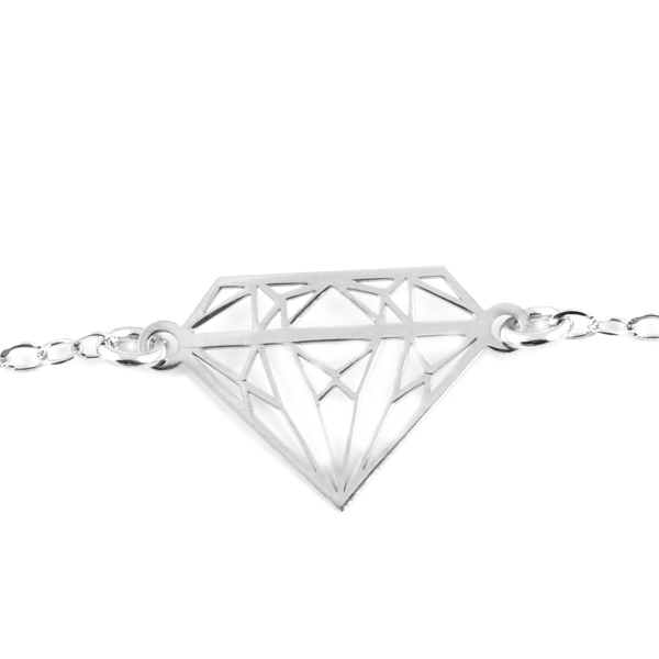 Italian Mega Deal- Sterling Silver Diamond Shape Bracelet (Size 7 with 1 Inch Extender)