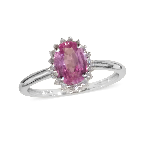 ILIANA 18K W Gold AAA Pink Sapphire (Ovl 0.90 Ct), Diamond Ring 1.000 Ct.
