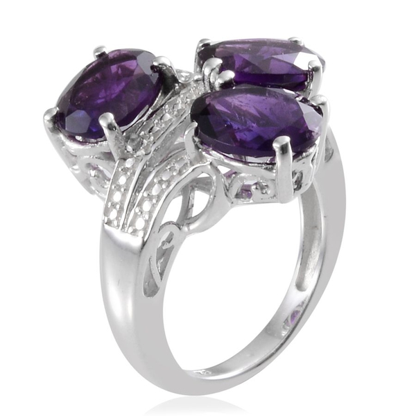 Lusaka Amethyst (Ovl) Trilogy Ring in Platinum Overlay Sterling Silver 5.500 Ct.