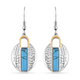 Blue Howlite Dangling Earrings (With Fish Hook) in Yellow Gold & White Tone 3.50 Ct.