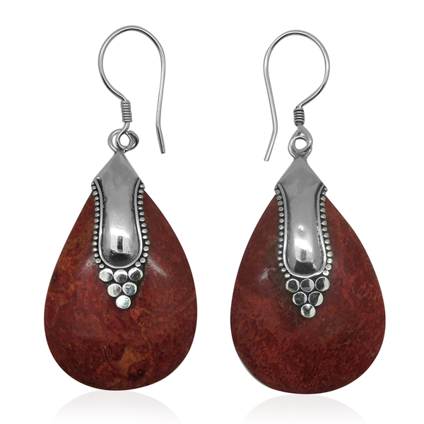 Royal Bali Collection Coral Hook Earrings in Sterling Silver 22.000 Ct.