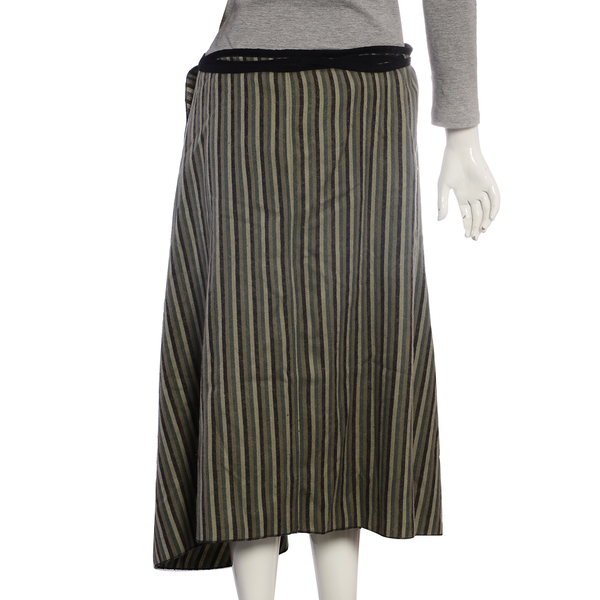 Grey and Black Wrap Skirt Free Size