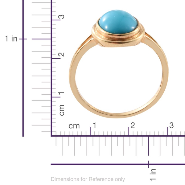Arizona Sleeping Beauty Turquoise (Ovl) Solitaire Ring in 14K Gold Overlay Sterling Silver 3.000 Ct.