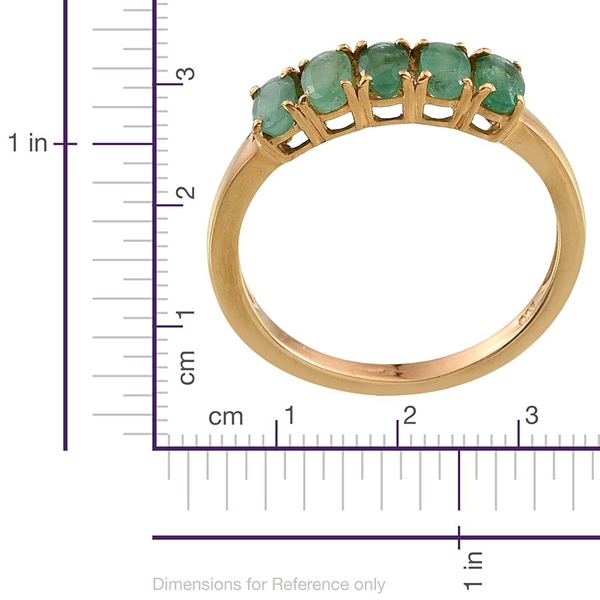 Kagem Zambian Emerald (Ovl) 5 Stone Ring in 14K Gold Overlay Sterling Silver 1.250 Ct.