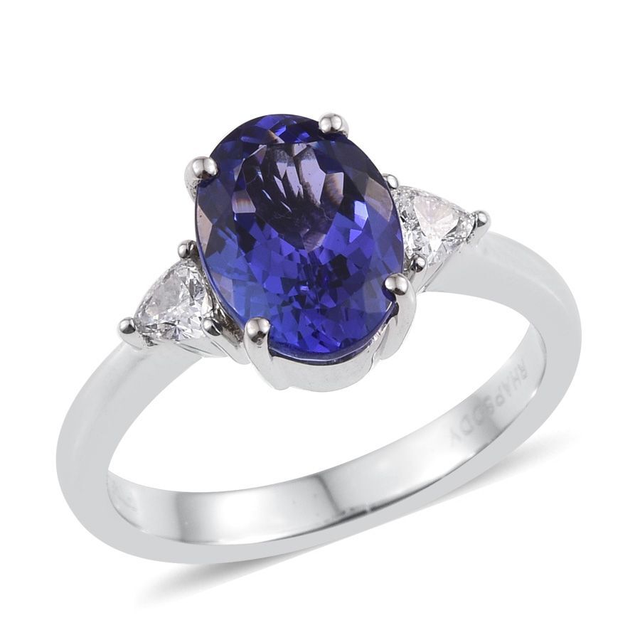 RHAPSODY 950 Platinum 3 Carat AAAA Tanzanite Oval, Diamond VS E-F Ring.