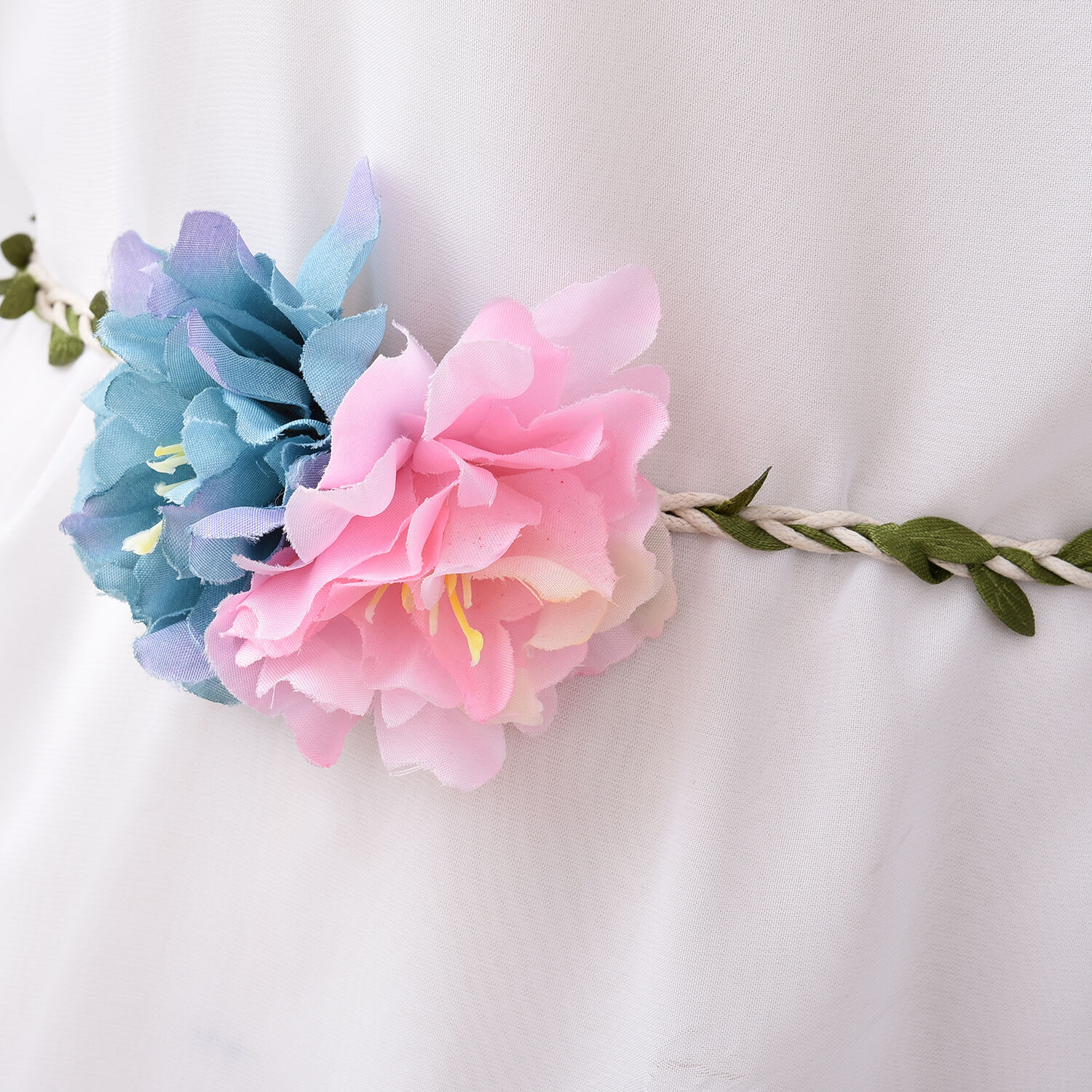 White Colour Plum Blossom Flower Pattern One Piece Dress