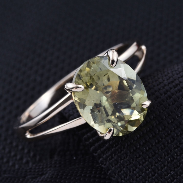 9K Y Gold Rare Size AAA Natural Canary Apatite (Ovl) Solitaire Ring 4.750 Ct.