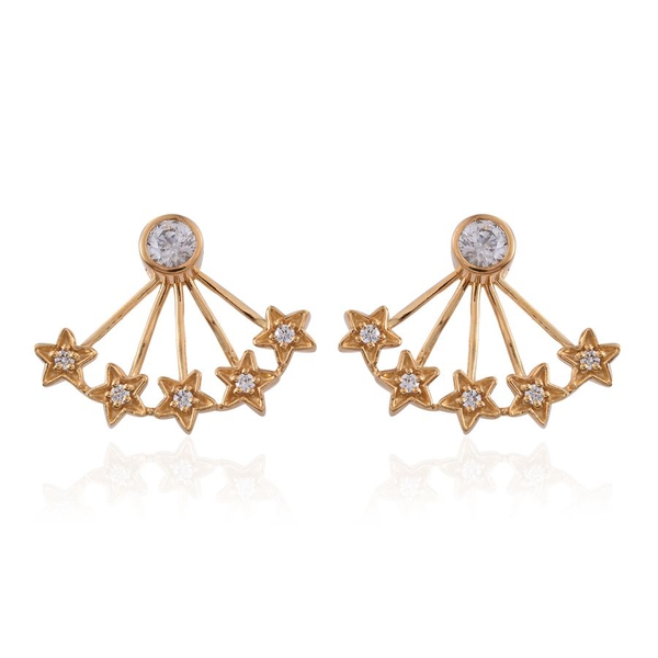 Lustro Stella - 14K Gold Overlay Sterling Silver (Rnd) Jacket Earrings (with Push Back) Made with Fi