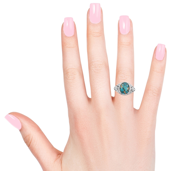 Mojave Blue Turquoise (Ovl) Solitaire Ring in Sterling Silver 4.730 Ct.