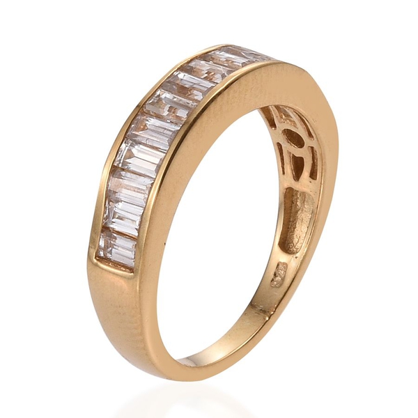 AA Natural Cambodian Zircon (Bgt) Half Eternity Band Ring in 14K Gold Overlay Sterling Silver 2.500 Ct.