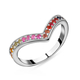 RACHEL GALLEY Enkai Gemstone Collection - Rainbow Sapphire Wishbone Ring in Rhodium Overlay Sterling