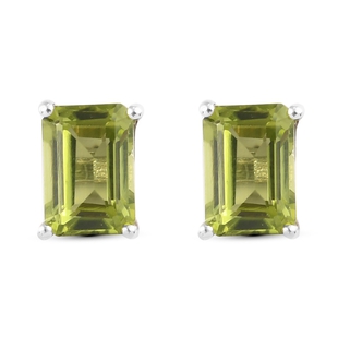 Natural Hebei Peridot Earrings (With Push Back) in Platinum Overlay Sterling Silver 2.04 Ct.