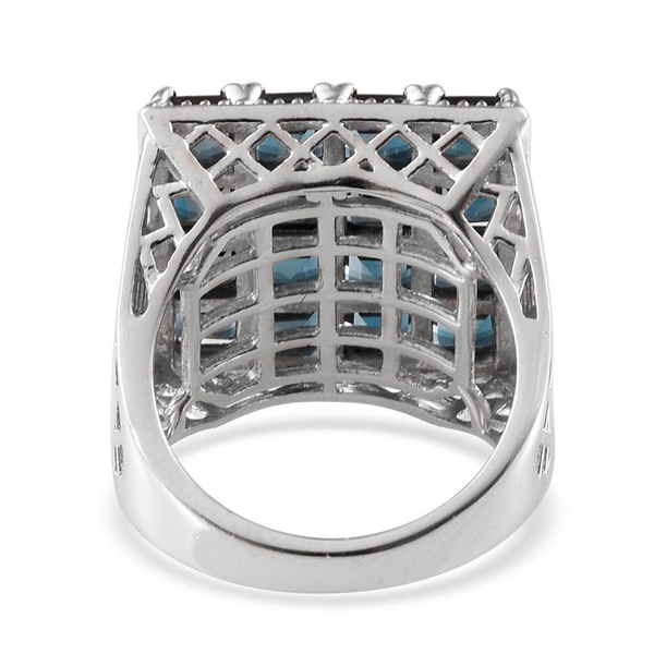 London Blue Topaz (Sqr) Ring in Platinum Overlay Sterling Silver 6.750 Ct.